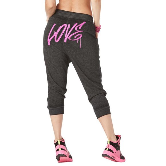 Zumba LOVE Capri Sweatpants Pocket Joggers XS S - Picture 2 of 16
